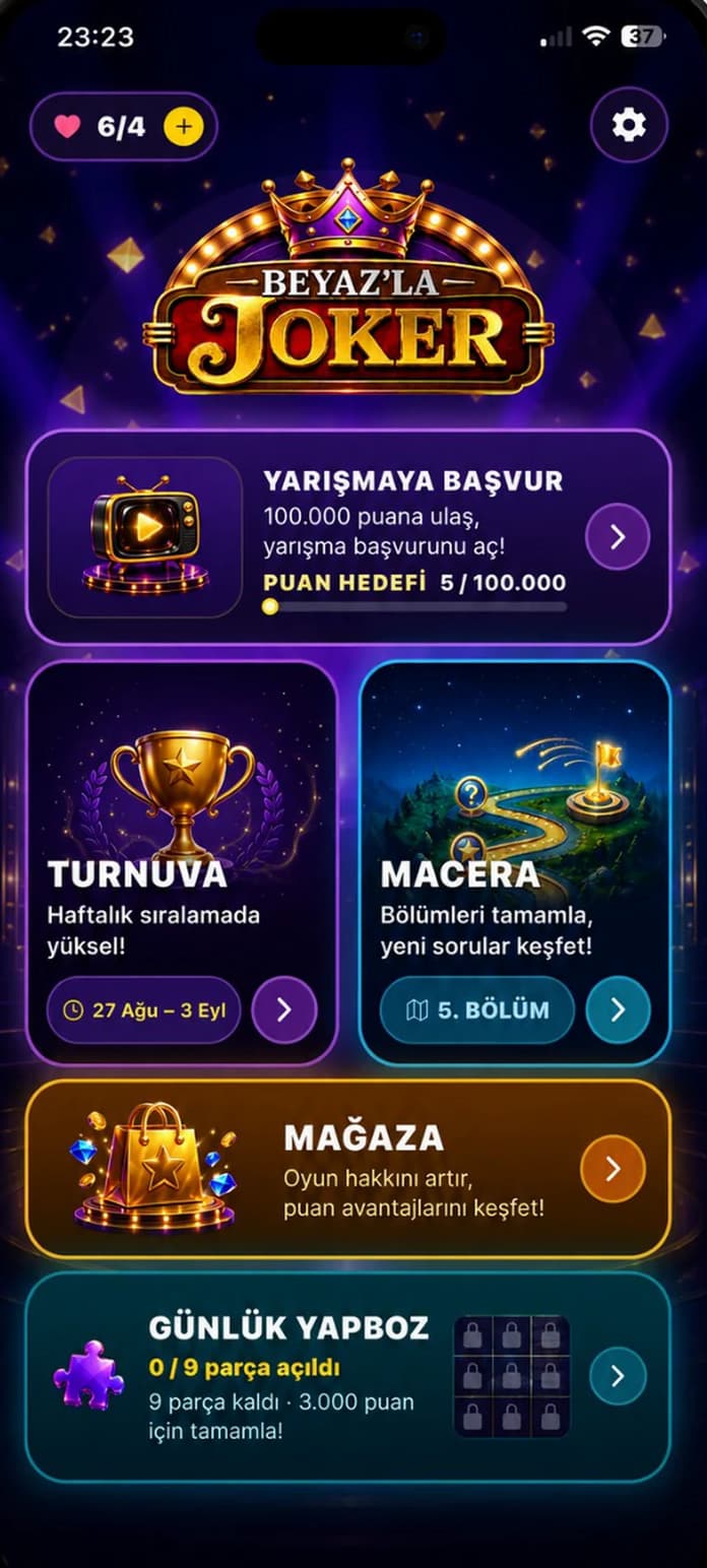 Beyaz’la Joker app interface